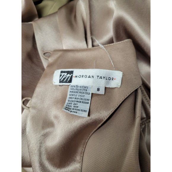 Vintage NWT Morgan Taylor Satin Champagne Taupe Open Back Jumpsuit Sz 8 - Picture 13 of 15